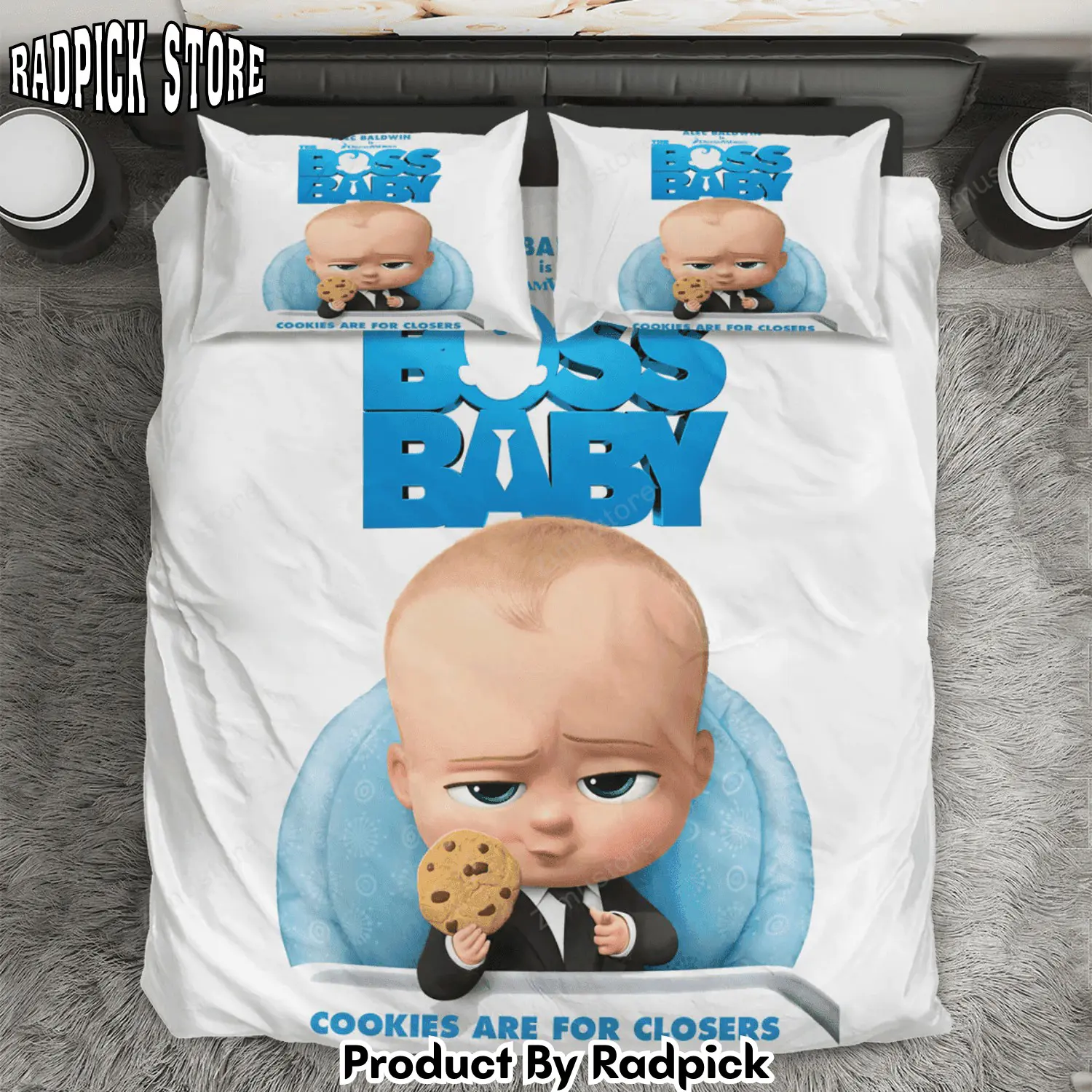 Radpick the boss baby poster 3 3pcs 3pcs bedding set duvet cover and pillow cases gift for fan rp3271347